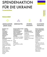 Dringend werden Medikamente für die Versorgung von Ukraine benötigt, Bekanntgabe von Abgabenstellen