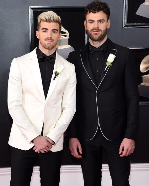 Chainsmokers members Andrew Taggart and Alex Pall - both in Valentino