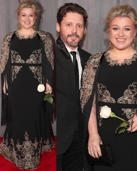 Kelly Clarkson in Christian Siriano with husband Brandon Blackstock