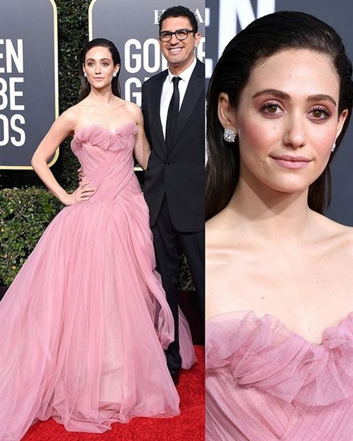 Emmy Rossum in Monique Lhuillier mit Sam Esmail